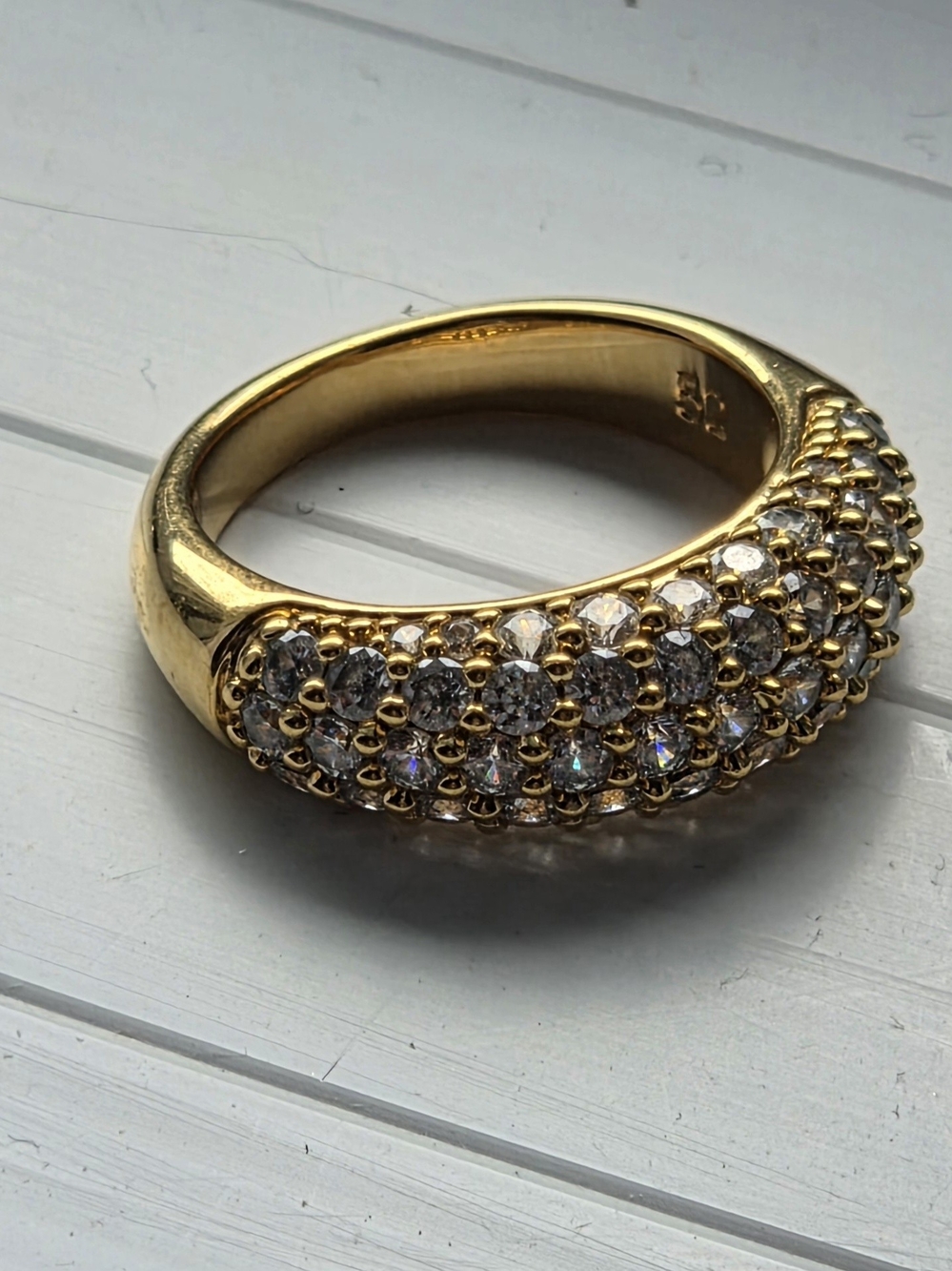 Vintage Swarovski pavé crystal domed gold-plated ring